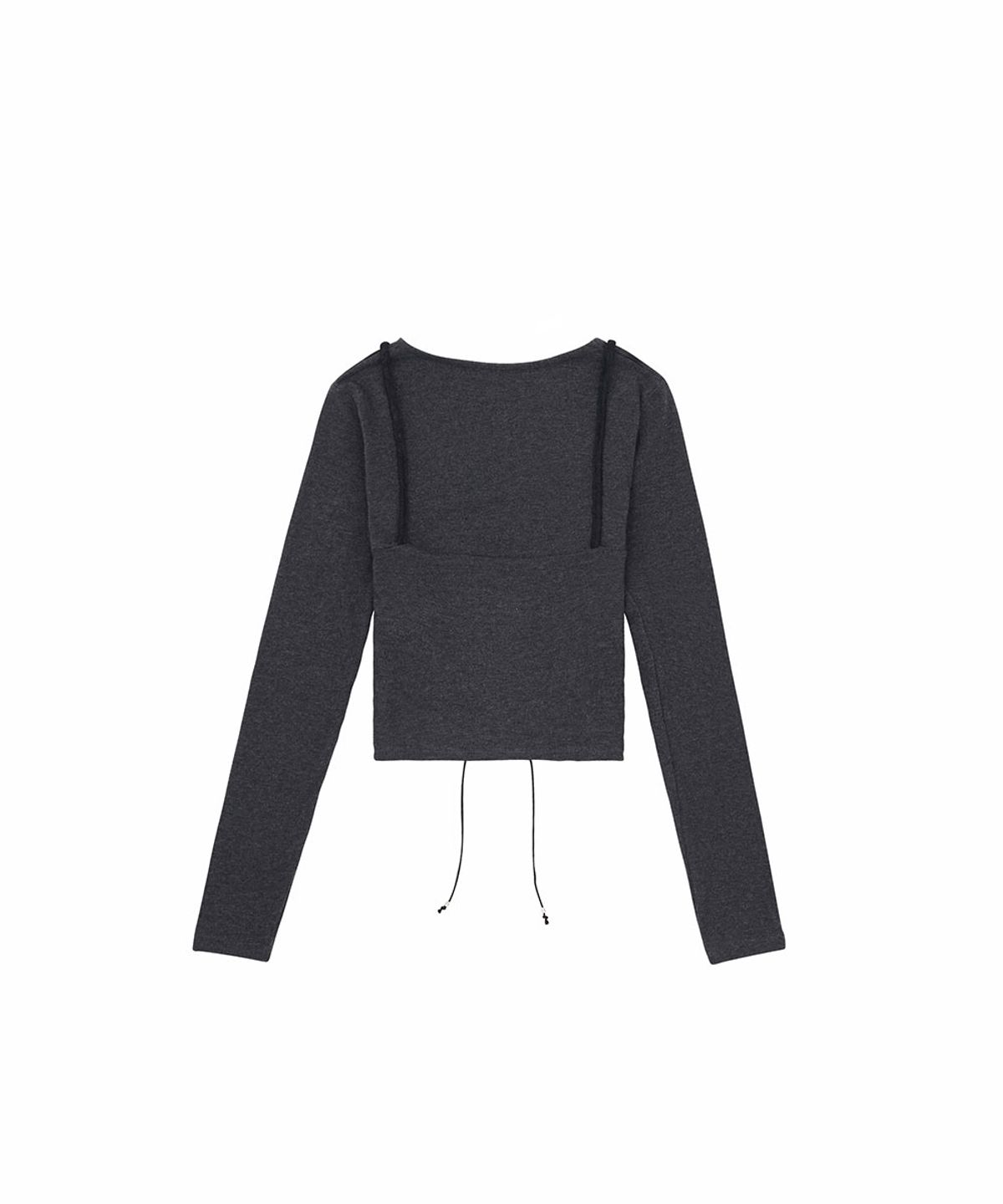 노 엑스트라 터치(NO EXTRA TOUCH) Bustier Layered Long Sleeve Tee (Charcoal) / 26FWTS003CH