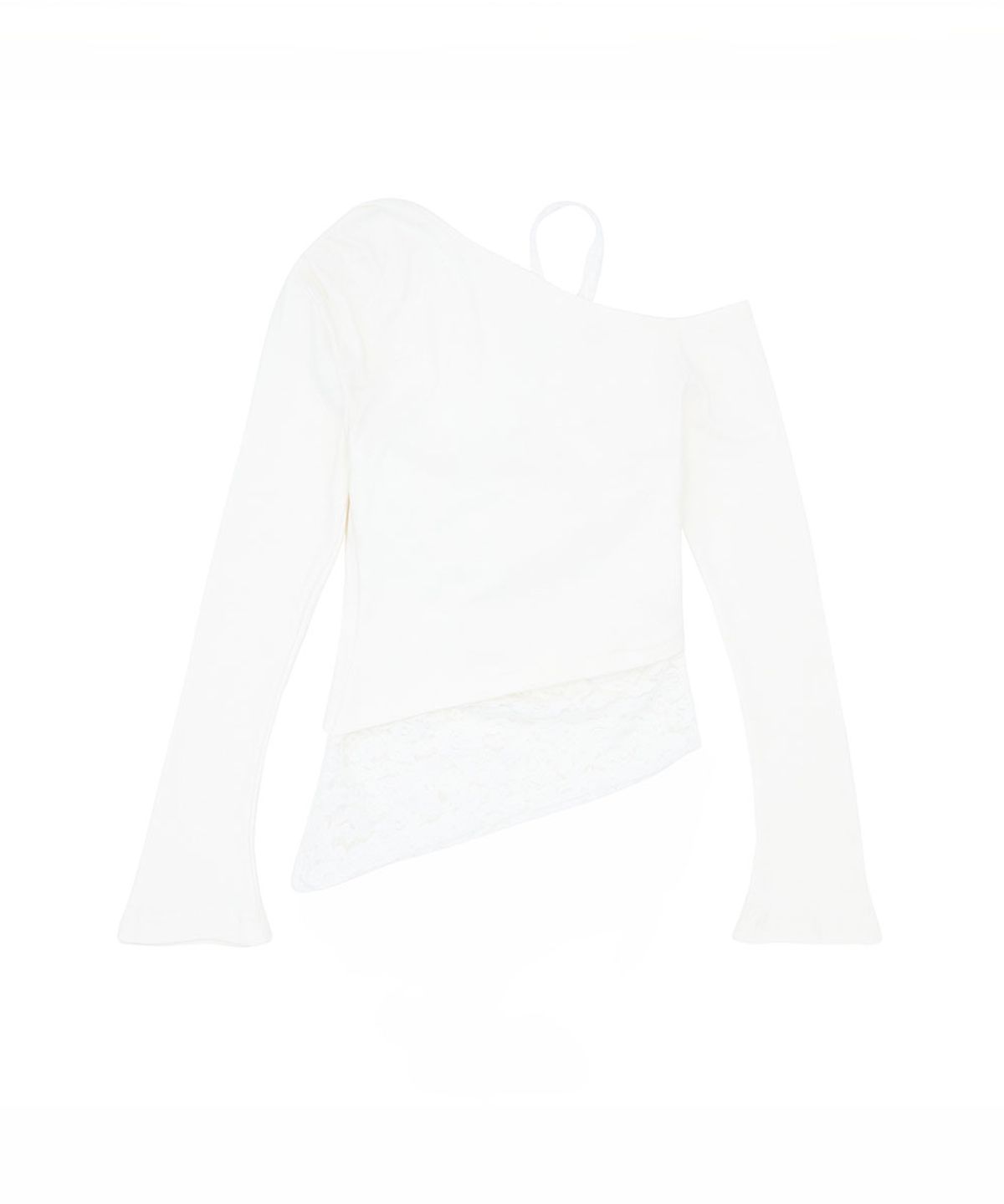 노 엑스트라 터치(NO EXTRA TOUCH) Halter Lace Layered Long Sleeve T-shirt (Ivory) / 26FWTS001IV