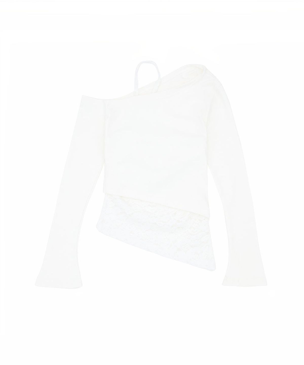 노 엑스트라 터치(NO EXTRA TOUCH) Halter Lace Layered Long Sleeve T-shirt (Ivory) / 26FWTS001IV