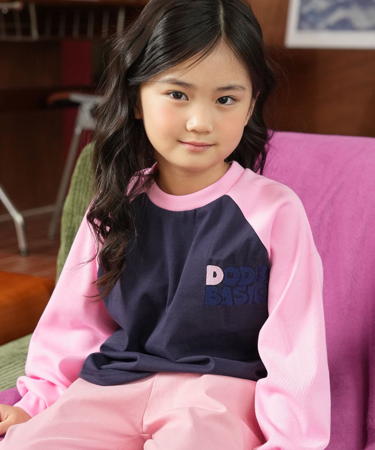 라메종드도도(LA MAISON DE DODO) DODO BASIC Reglan T Shirt (Navy/Milkshake Pink)_키즈긴팔티 아동긴팔티 등원룩