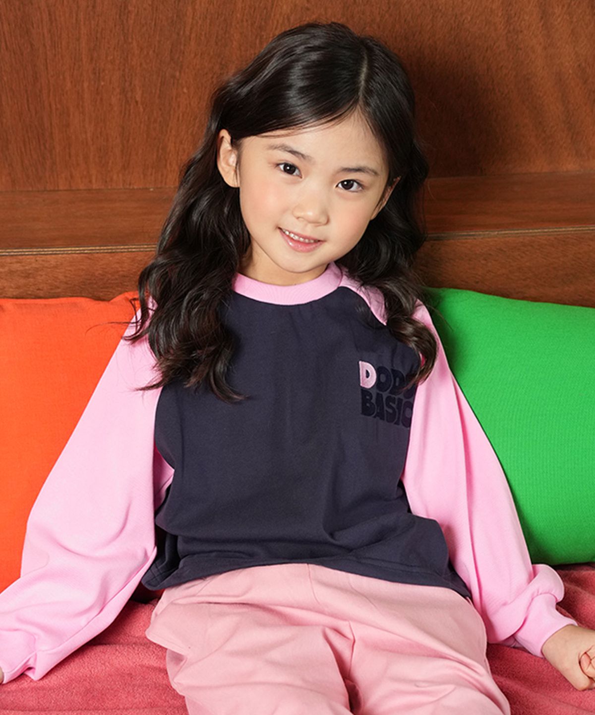 라메종드도도(LA MAISON DE DODO) DODO BASIC Reglan T Shirt (Navy/Milkshake Pink)_키즈긴팔티 아동긴팔티 등원룩