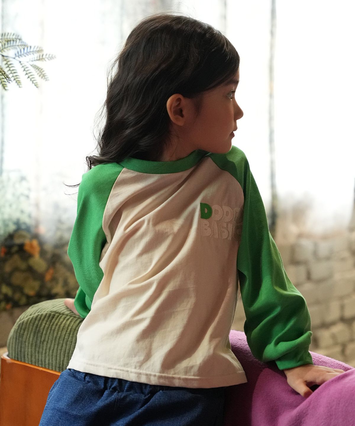 라메종드도도(LA MAISON DE DODO) DODO BASIC Reglan T Shirt (Ivory/Apple Green)_키즈긴팔티
