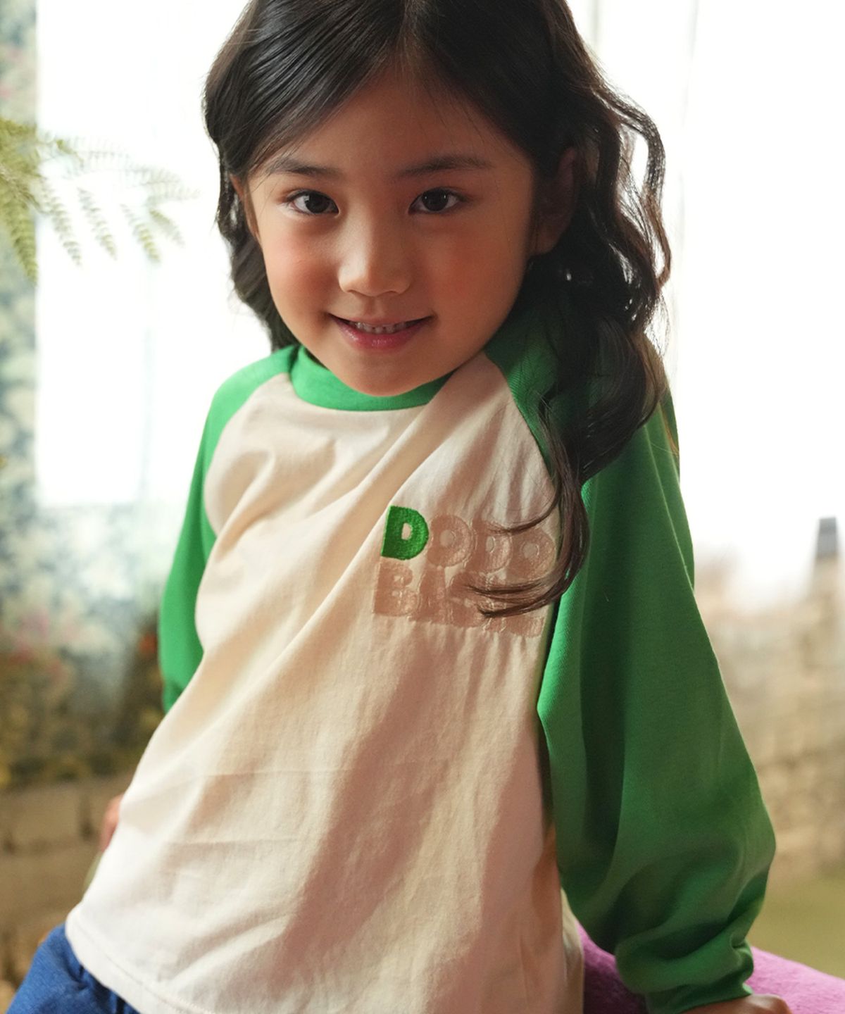 라메종드도도(LA MAISON DE DODO) DODO BASIC Reglan T Shirt (Ivory/Apple Green)_키즈긴팔티