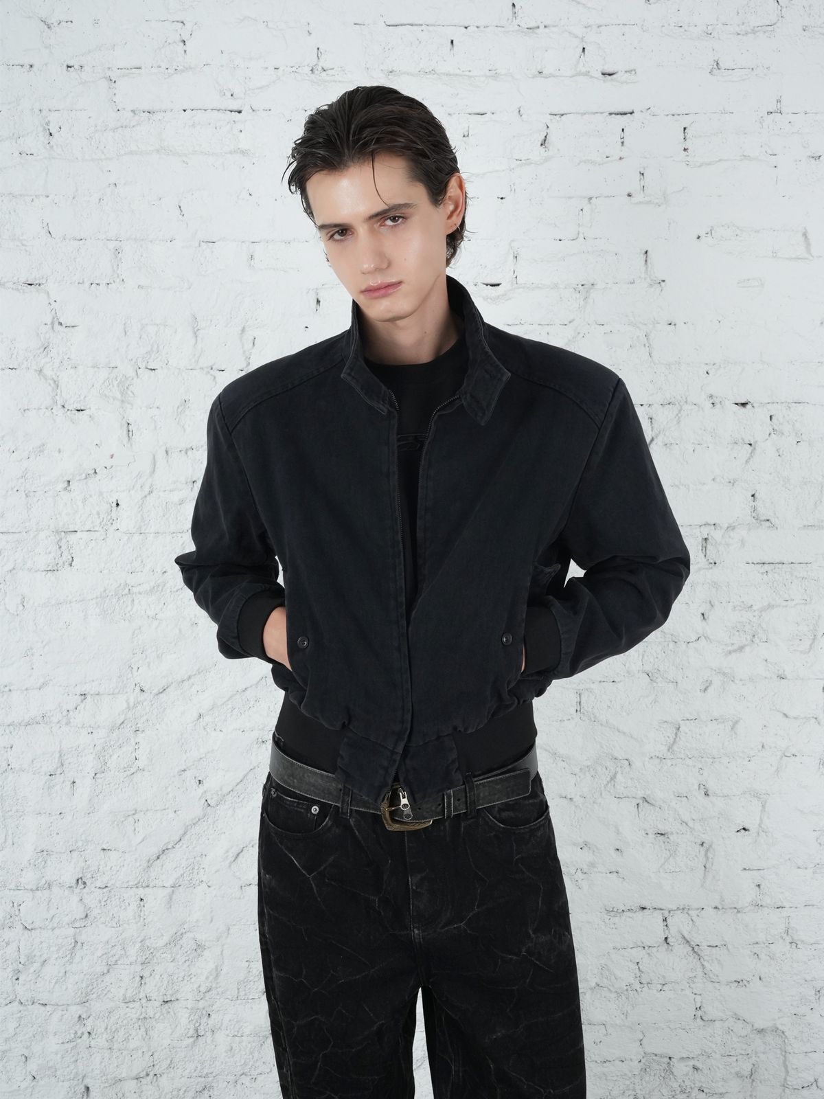 포스센스티브(FORCESENSITIVE) Washed Cotton Harrington Jacket (BLACK)