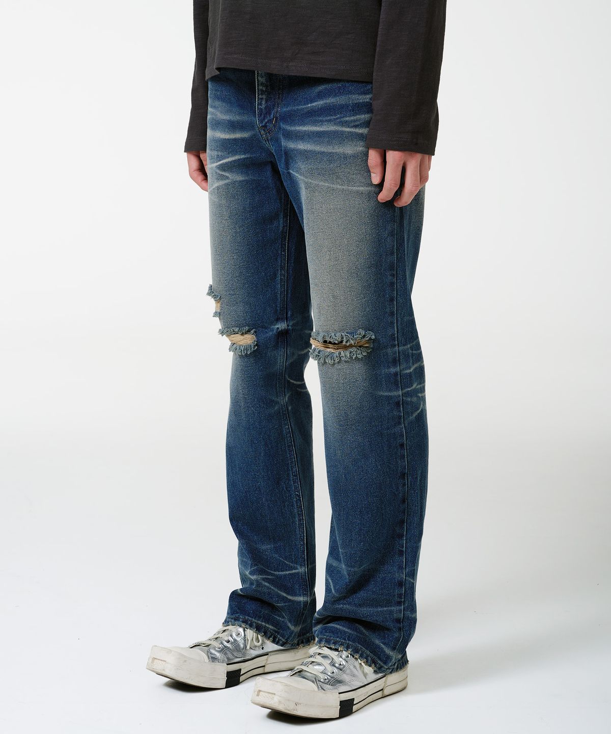 엔엔피스(NNPCS) Vintage Cat Washed Denim Pants