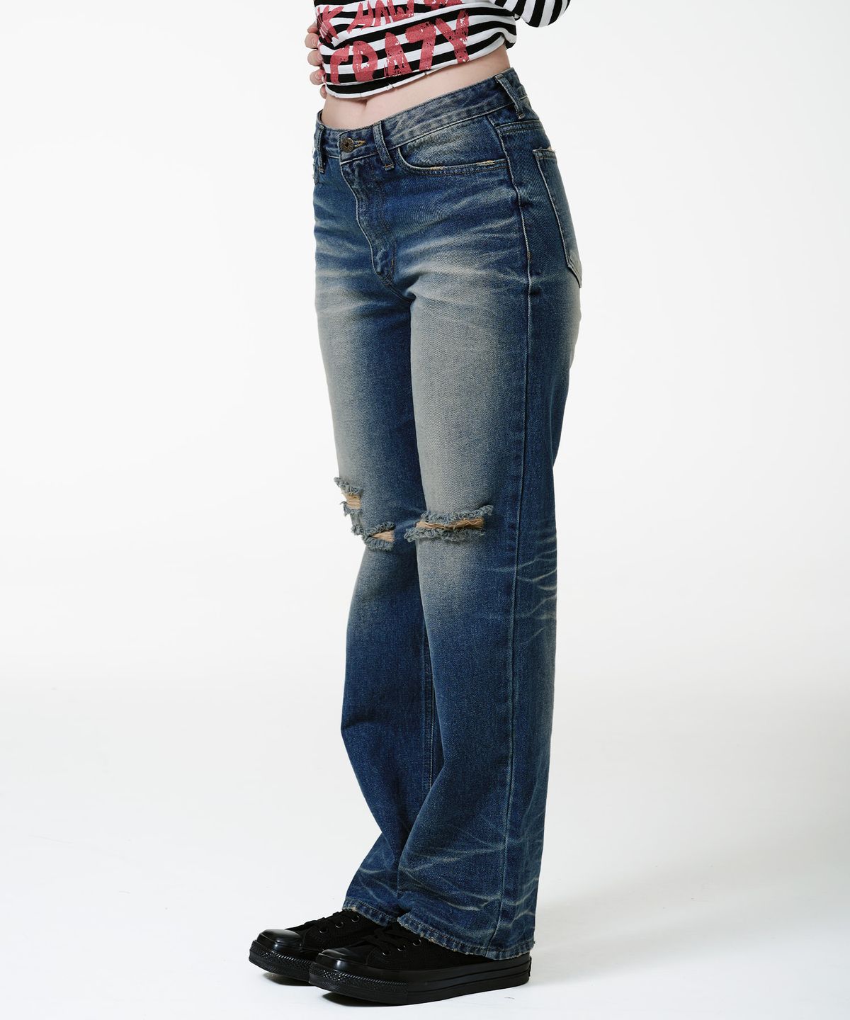 엔엔피스(NNPCS) Vintage Cat Washed Denim Pants