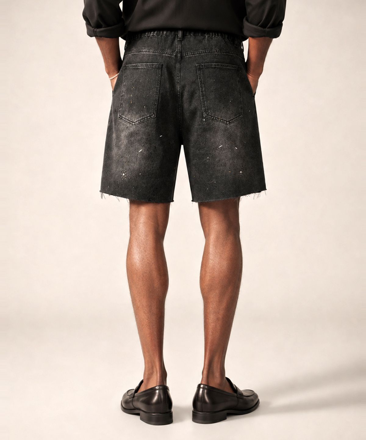 스트라이크(STRIKE) Atelier Jeweled Washed Denim Shorts (BLACK)