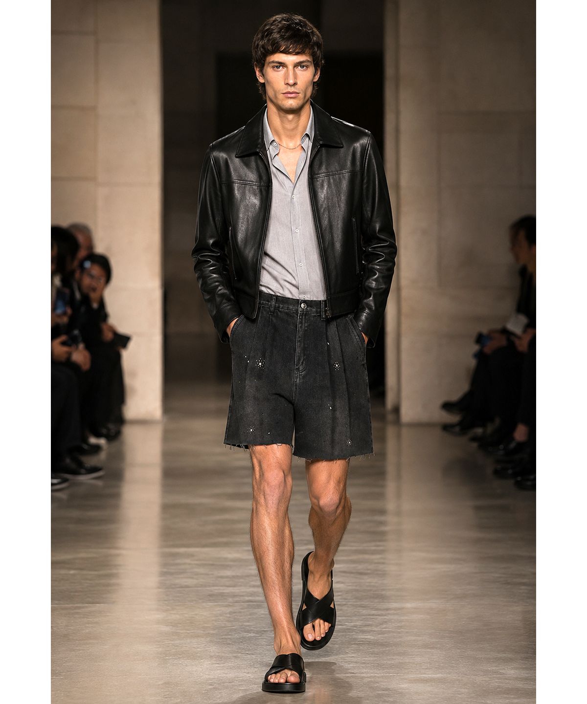 스트라이크(STRIKE) Atelier Jeweled Washed Denim Shorts (BLACK)