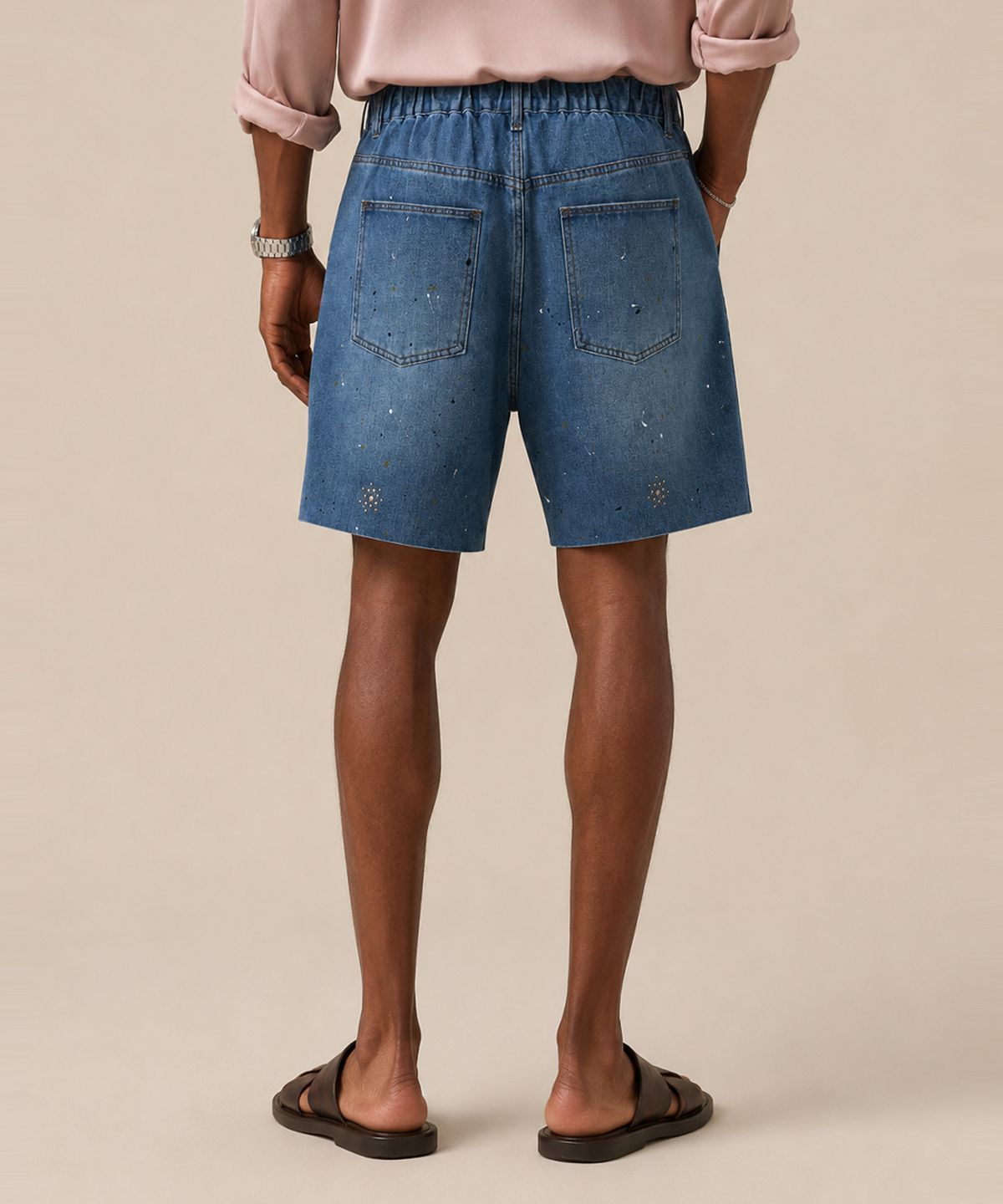 스트라이크(STRIKE) Atelier Jeweled Washed Denim Shorts (BLUE)