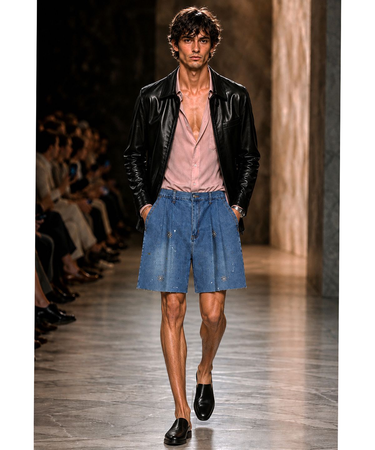 스트라이크(STRIKE) Atelier Jeweled Washed Denim Shorts (BLUE)