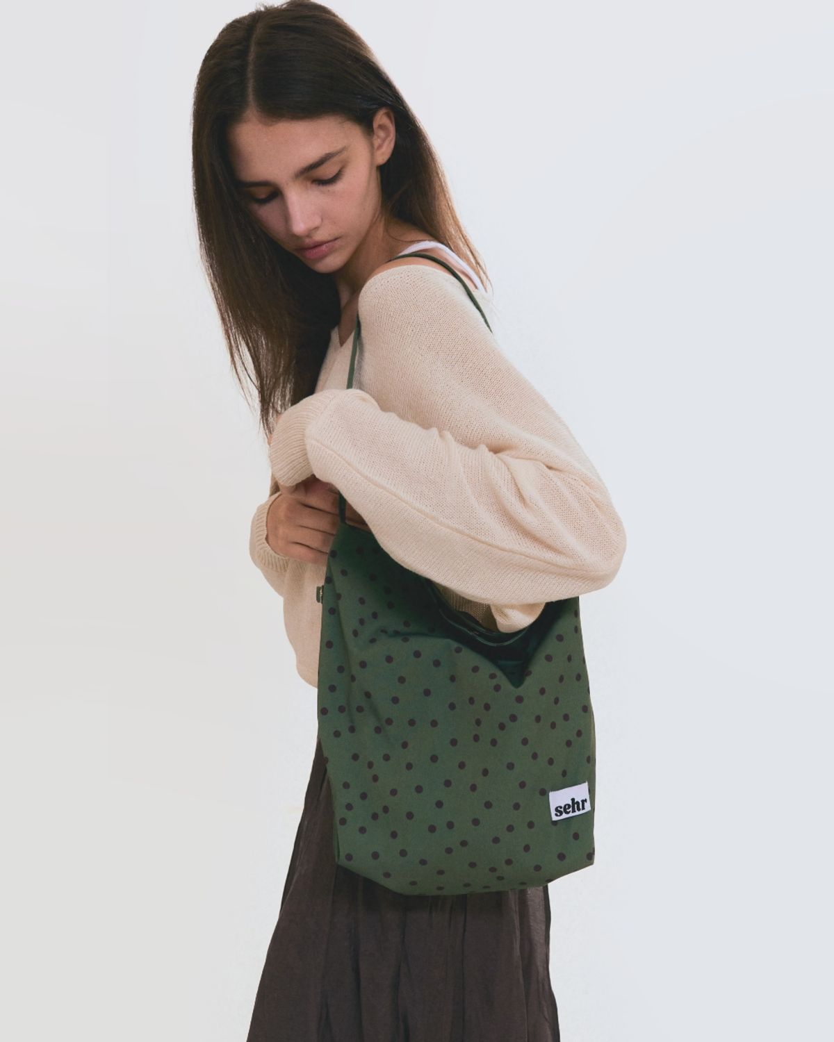 세르(SEHR) Dot-Dot Medium Bucket Bag (Green)