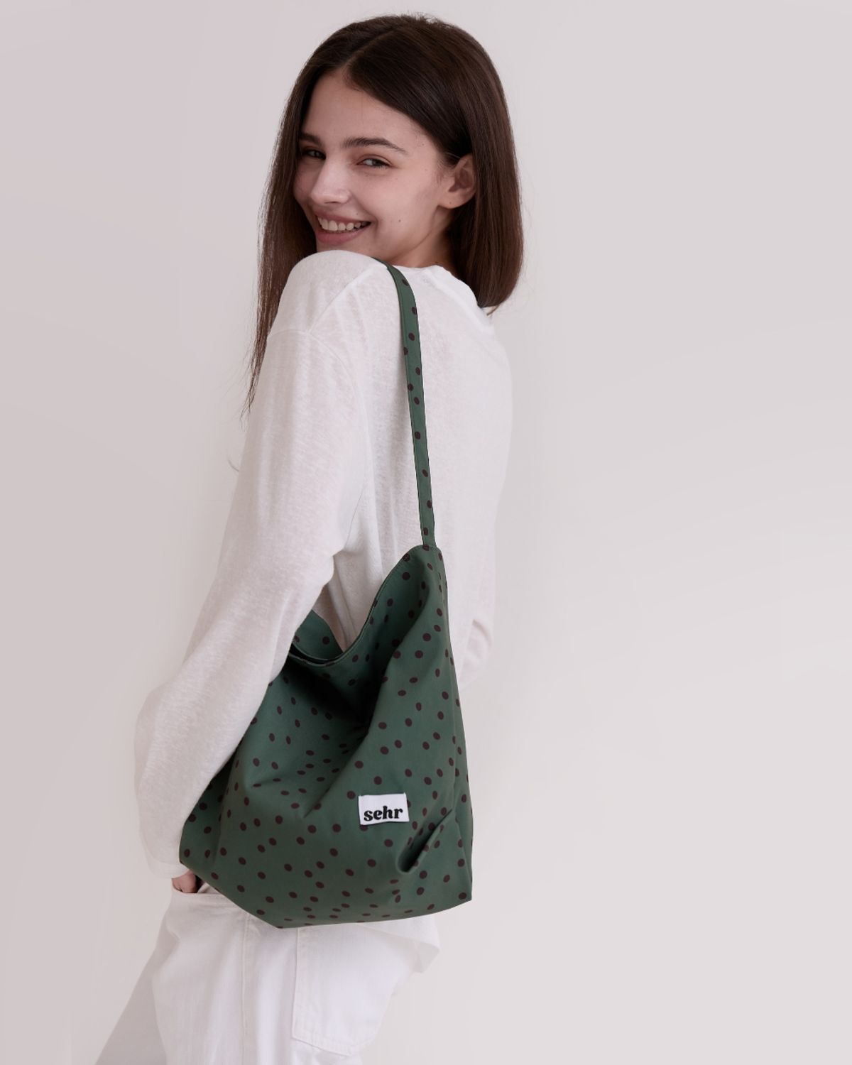 세르(SEHR) Dot-Dot Medium Bucket Bag (Green)