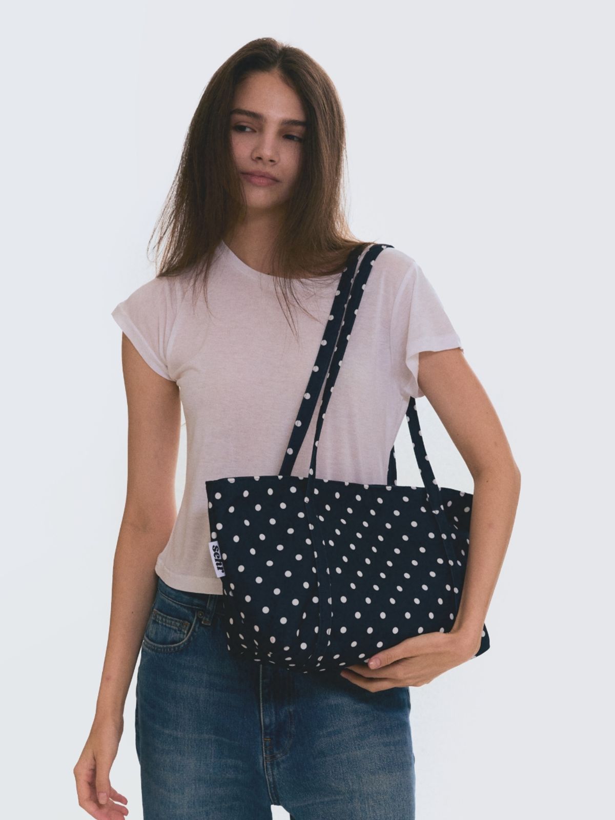 세르(SEHR) Dot-Dot Middle Shoulder Bag (Navy)