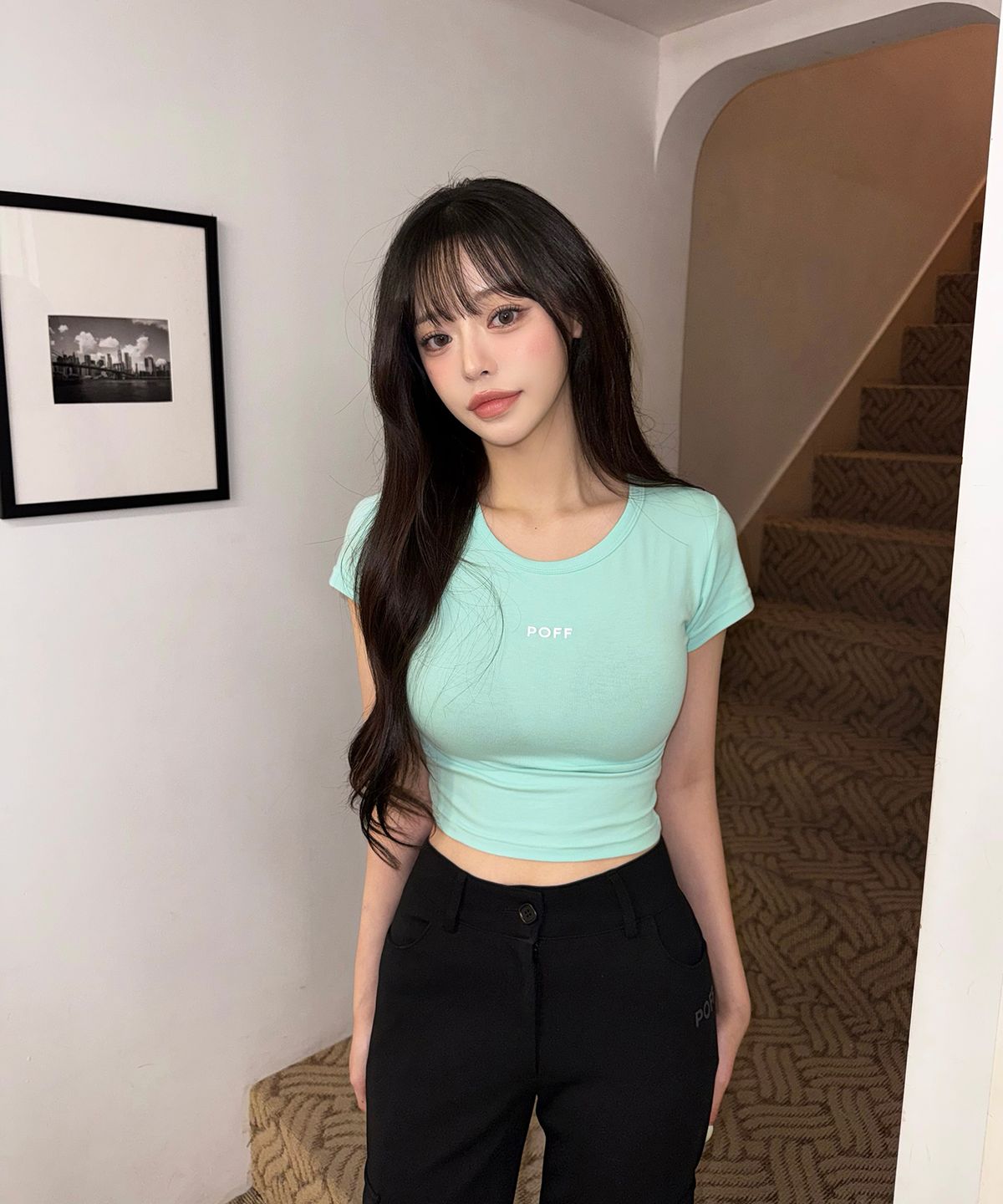 포프 서울(POFF SEOUL) HALF TEE [ MINT,WHITE,BLACK ]