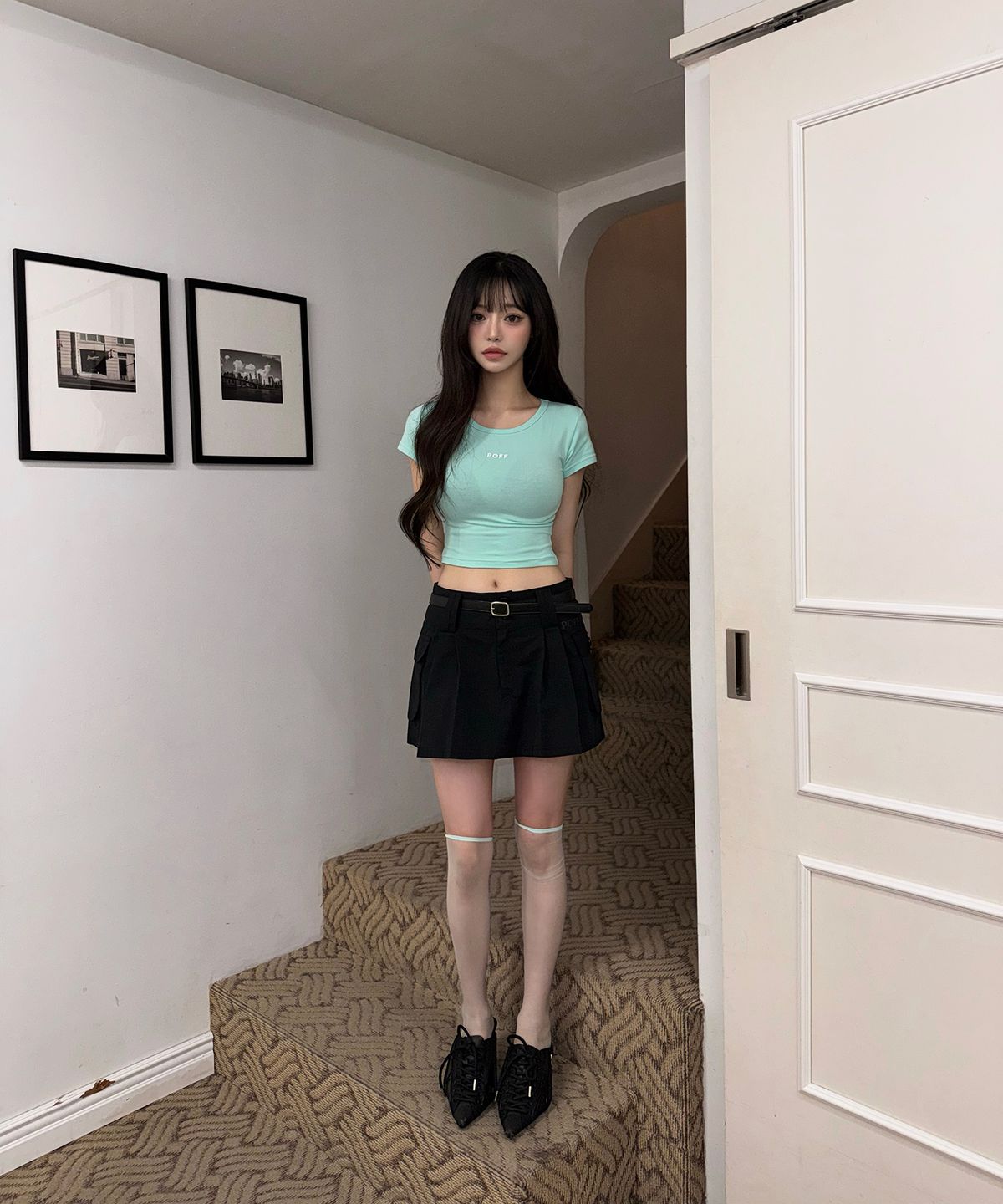 포프 서울(POFF SEOUL) HALF TEE [ MINT,WHITE,BLACK ]