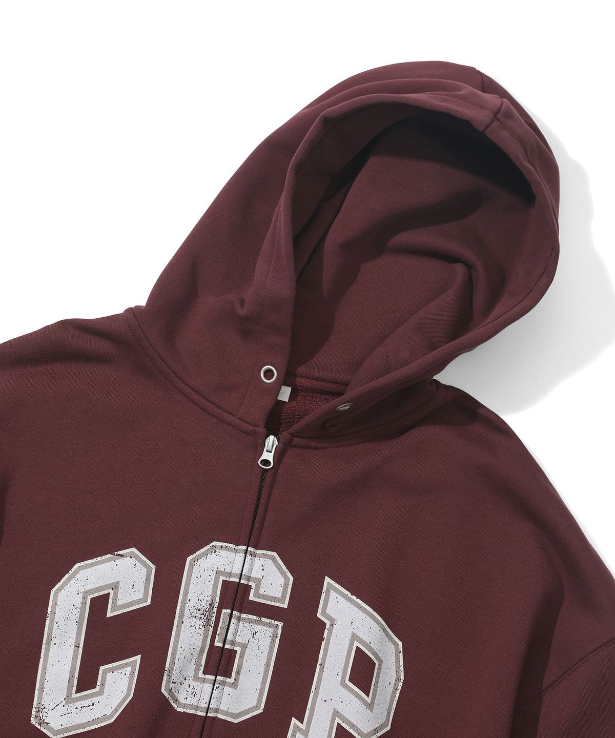 코드그라피(CGP) CGP 아치 로고 빅오버핏 후드 집업-버건디