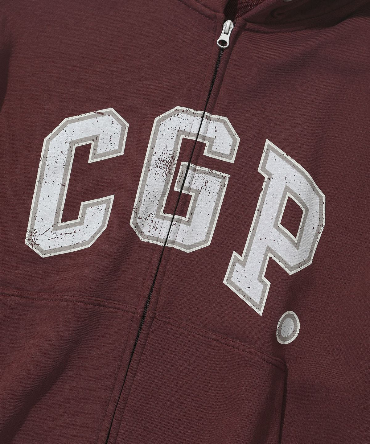 코드그라피(CGP) CGP 아치 로고 빅오버핏 후드 집업-버건디
