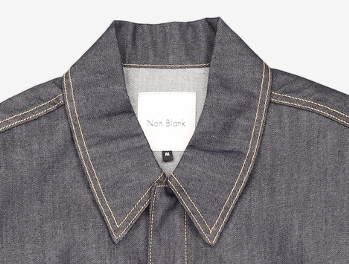 넌블랭크(NONBLANK) 포인티드 칼라 데님 자켓_INDIGO M