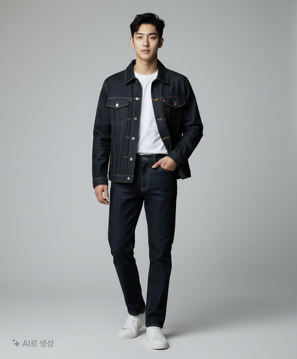 넌블랭크(NONBLANK) 포인티드 칼라 데님 자켓_INDIGO M