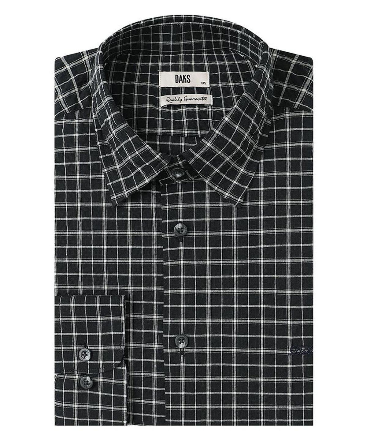 닥스셔츠(DAKS SHIRTS) 이지케어 면혼방 스몰체크 셔츠 레귤러핏 블랙_DMA1SHCL150K1
