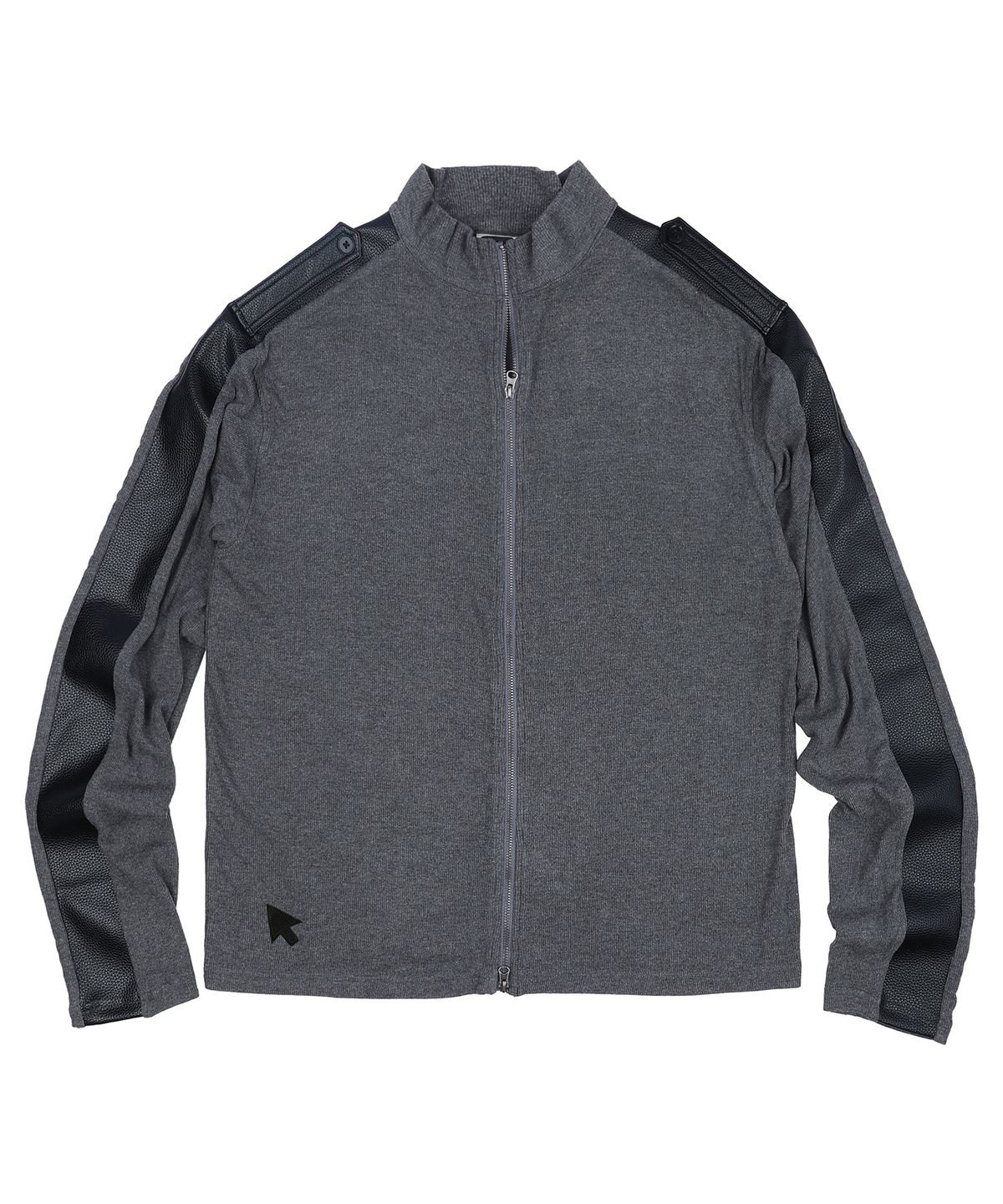 글랙(GLACK) GT189 스타 트레일 아플리케 PU레더 믹스 피티드 롱슬리브 집업 (CHARCOAL GRAY)