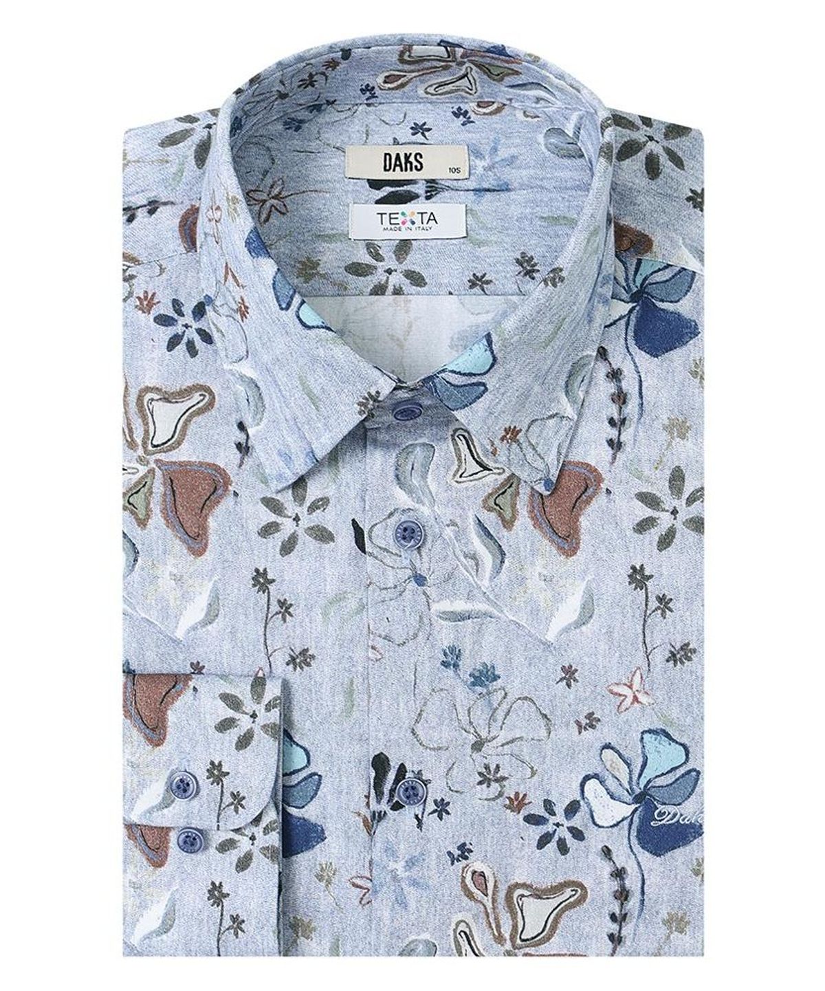 닥스셔츠(DAKS SHIRTS) 면100 프린트셔츠 레귤러핏 블루_DMA1SHCL130B1