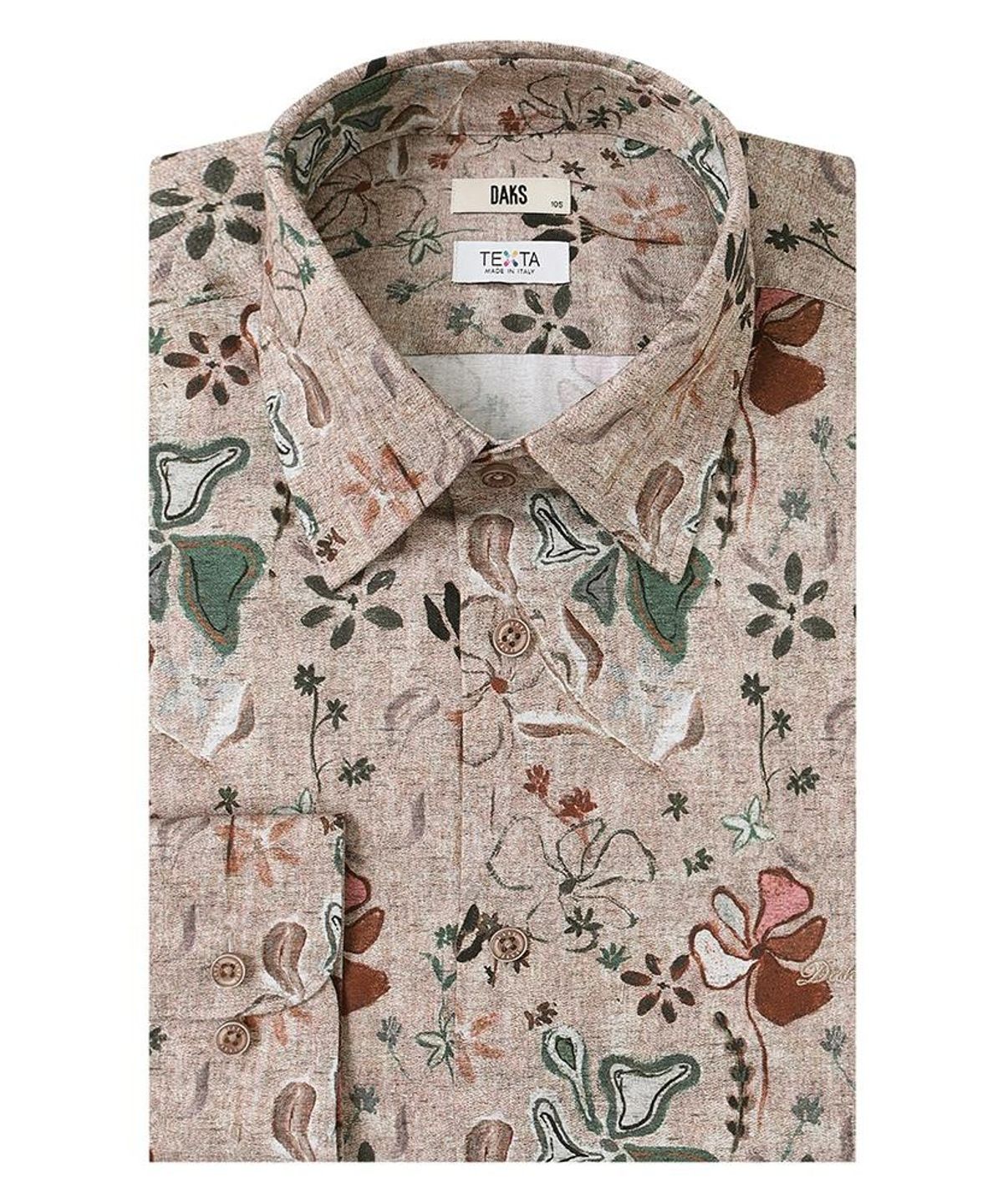 닥스셔츠(DAKS SHIRTS) 면100 프린트셔츠 레귤러핏 브라운_DMA1SHCL130W1