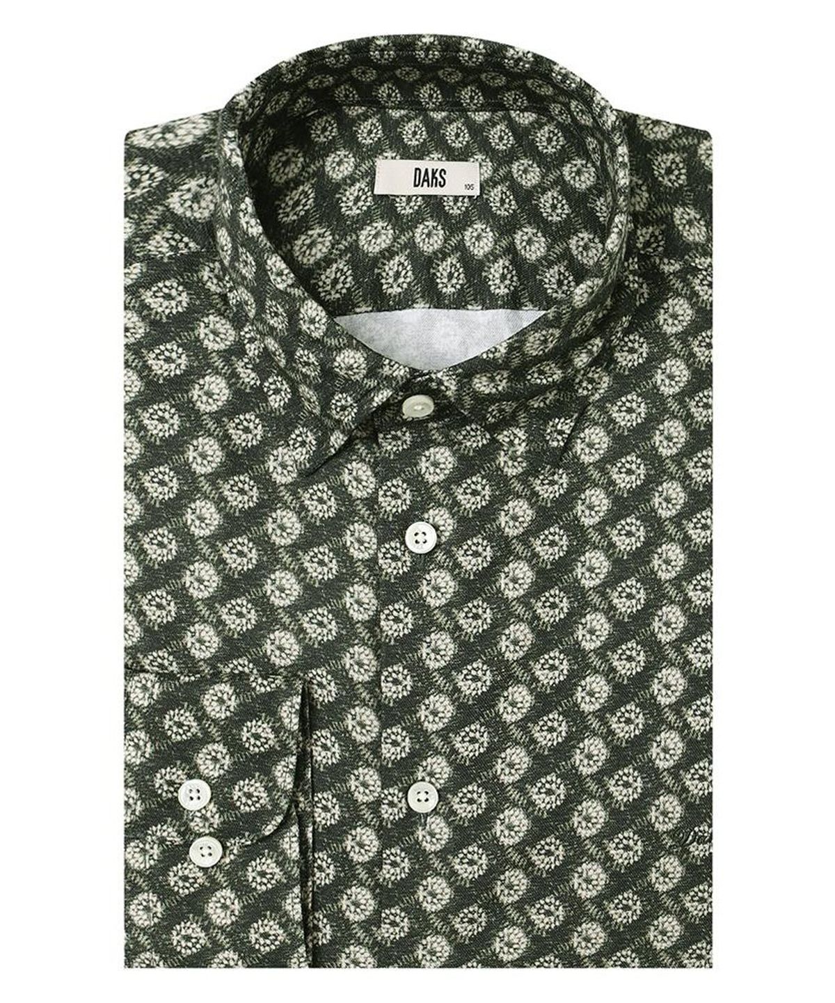 닥스셔츠(DAKS SHIRTS) 면혼방 프린트 셔츠 레귤러핏 그린_DMA1SHCL131E1