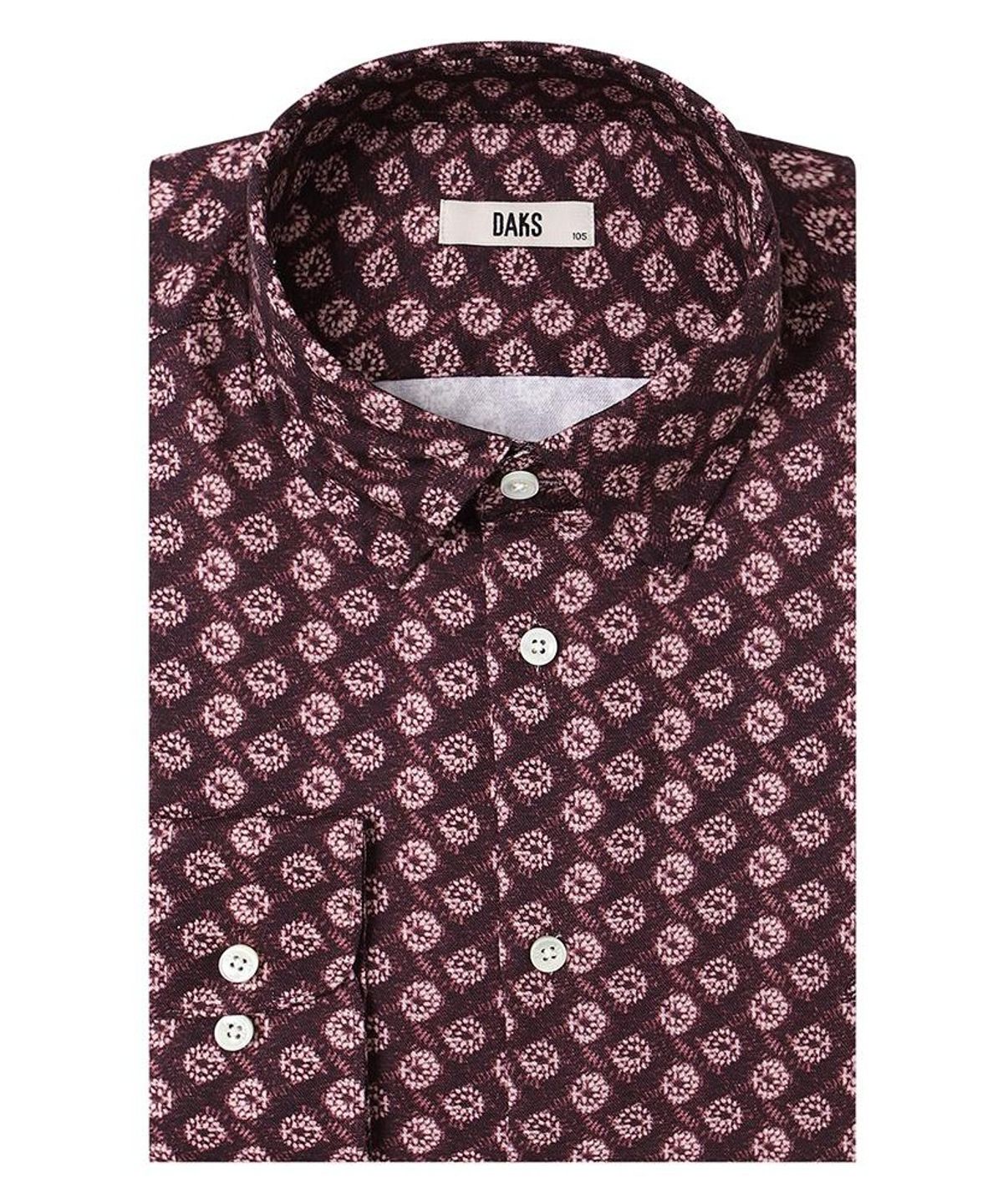 닥스셔츠(DAKS SHIRTS) 면혼방 프린트 셔츠 레귤러핏 브라운_DMA1SHCL131W1