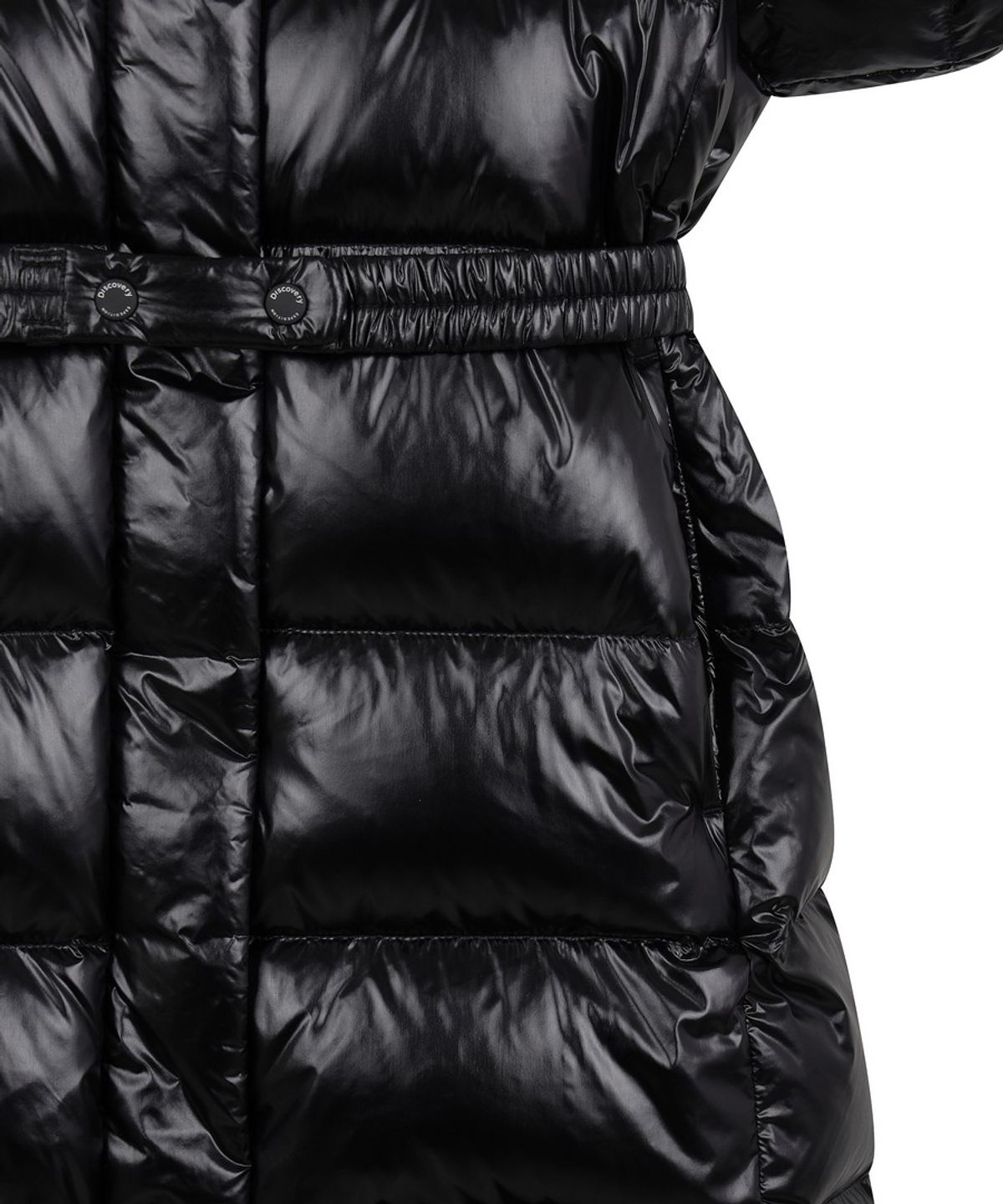 디스커버리 키즈(DISCOVERY KIDS) 여아 레니아 퍼 글로시 구스다운 롱패딩 (BLACK)