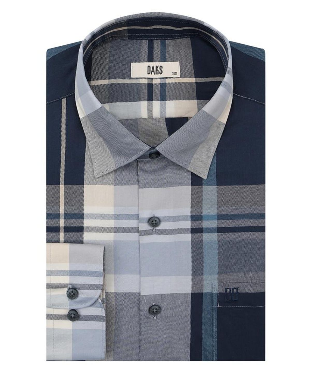 닥스셔츠(DAKS SHIRTS) 면혼방 빅체크 셔츠 레귤러핏 네이비_DLA2SHCL441N1