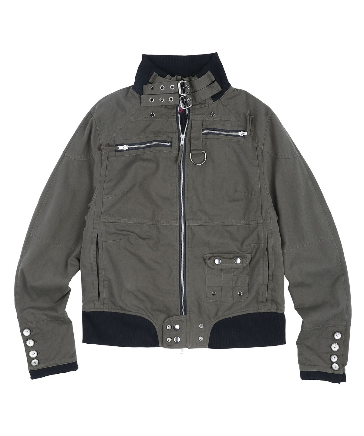 글랙(GLACK) GJ118 캐시 Y2K 테크니컬 빈티지 립 크롭 자켓 (CHARCOAL GRAY)