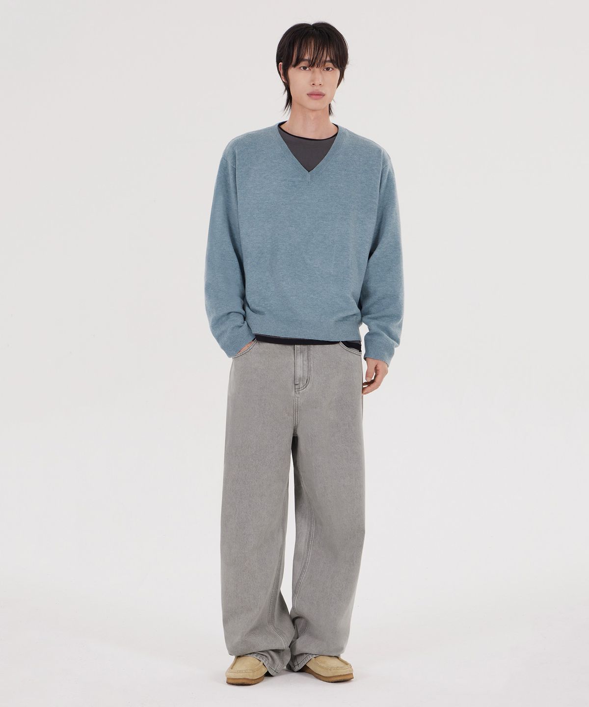 굿라이프웍스(GLW) [unisex] 세미 와이드 데님 팬츠 스톤그레이