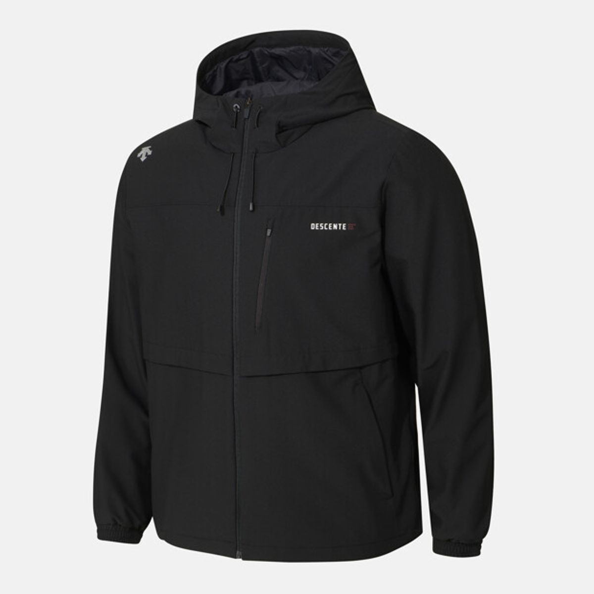데상트(DESCENTE) 남성 후드형 우븐 집업 자켓 블랙 SR323TWT81