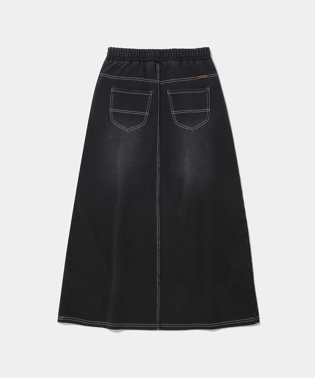 컬럼비아 유니버시티(COLUMBIA UNIVERSITY) CAT WASHED DENIM TERRY A-LINE SKIRT_BLACK DENIM