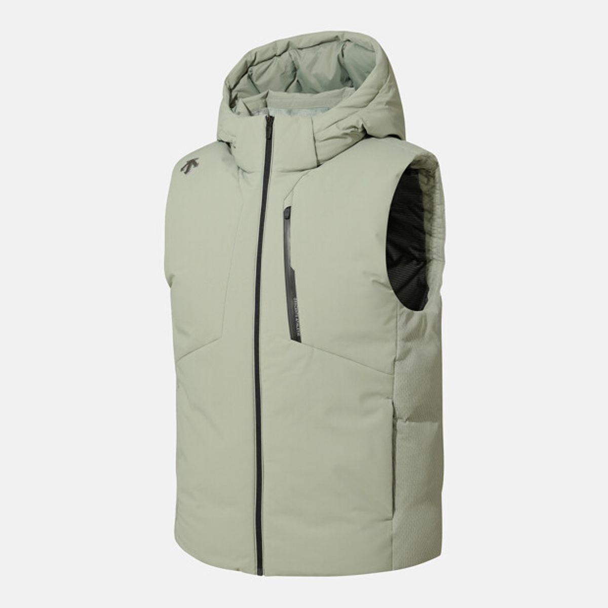 데상트(DESCENTE) 남성 캐논 후드 디테처블 중경량 다운 베스트 카키 SR321SDV92