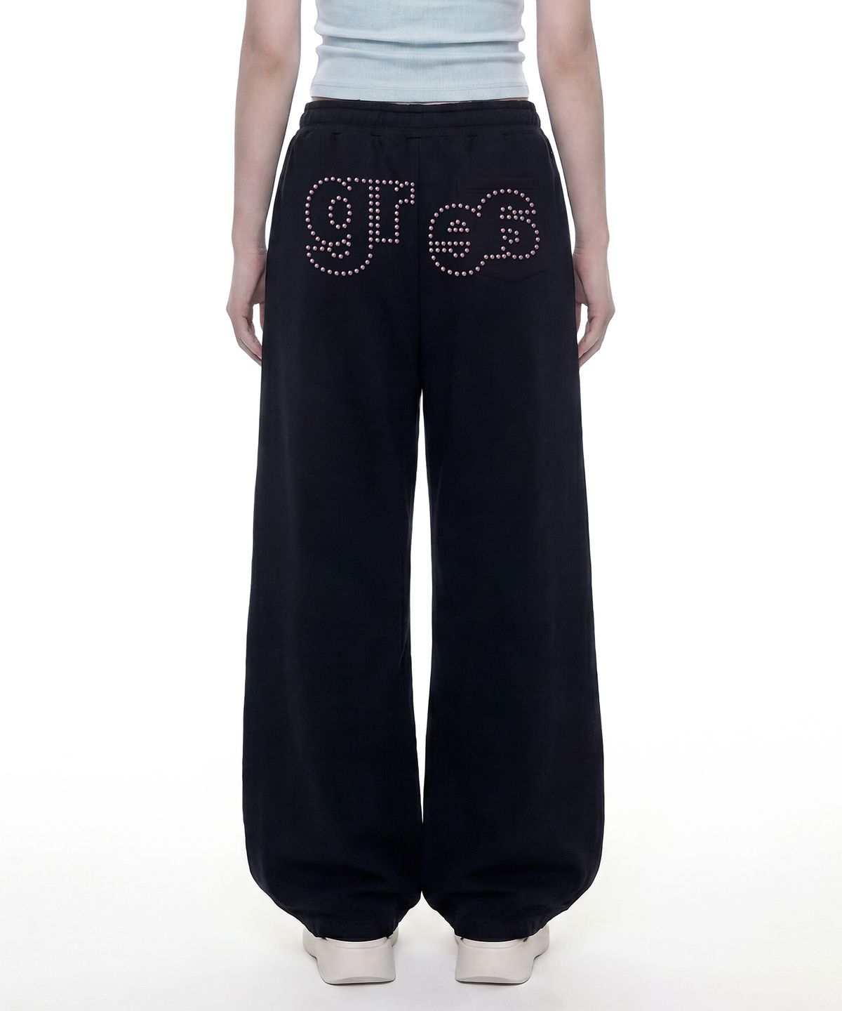 그레이버(GRAVER) [UNISEX] STUD GRAE 트레이닝와이드팬츠_Black