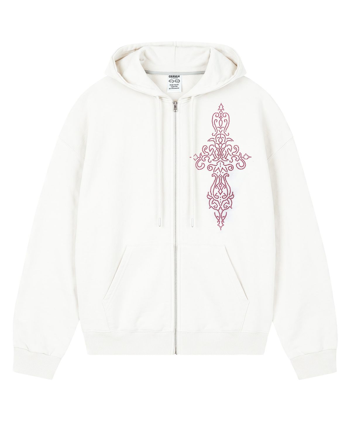 그레이버(GRAVER) [UNISEX] STUD SIM CROSS 후드집업_2color