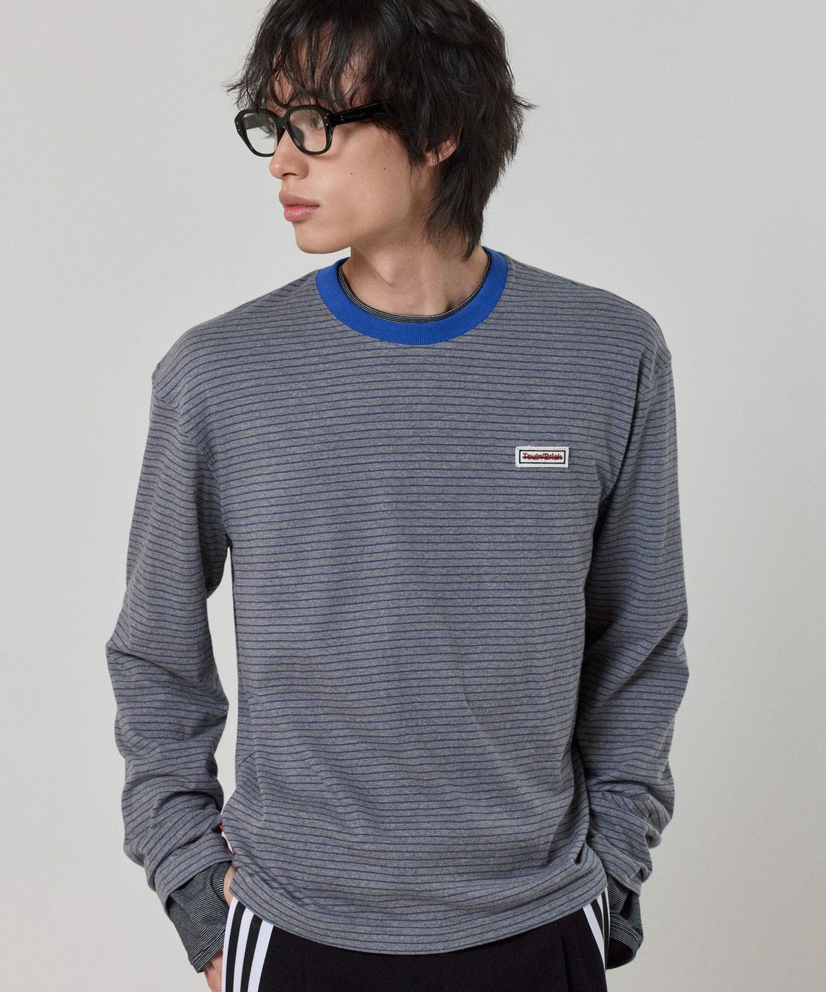 툴룬즈브릭(TOULN BRICK) TB-세미크롭 스트라이프 긴팔티 GR (E6W10G3207)