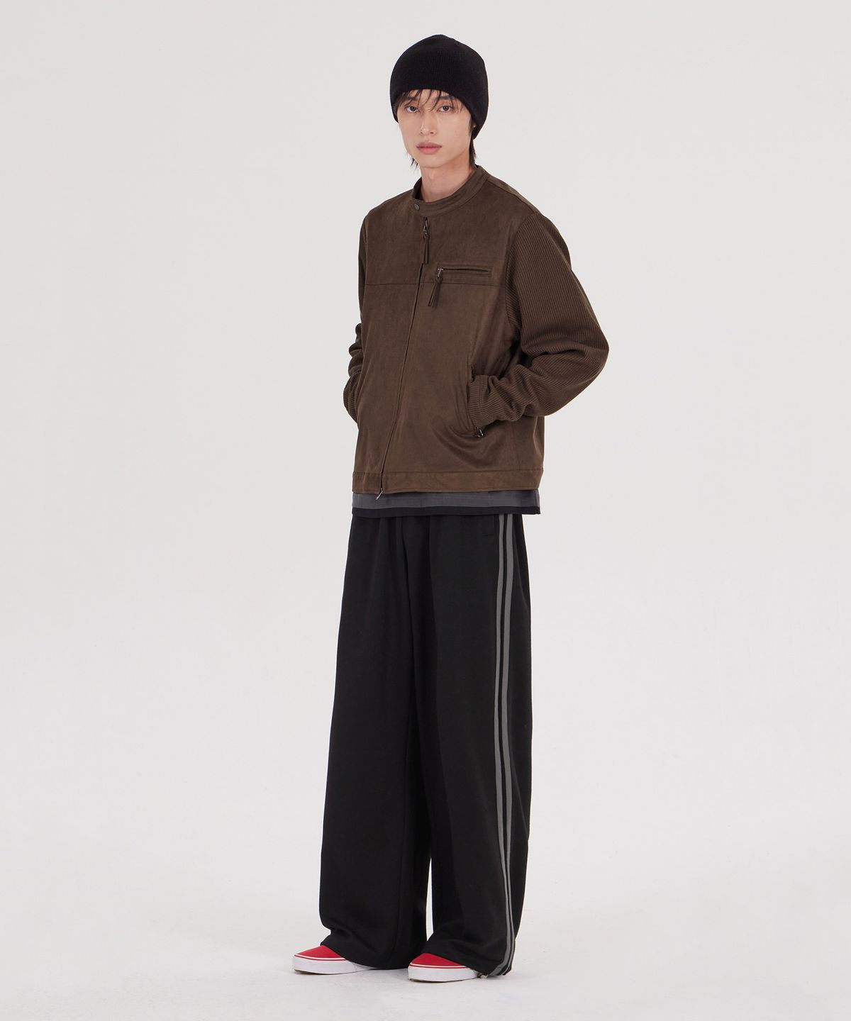 굿라이프웍스(GLW) [unisex] 스웨이드 크롭 바이커 자켓 브라운