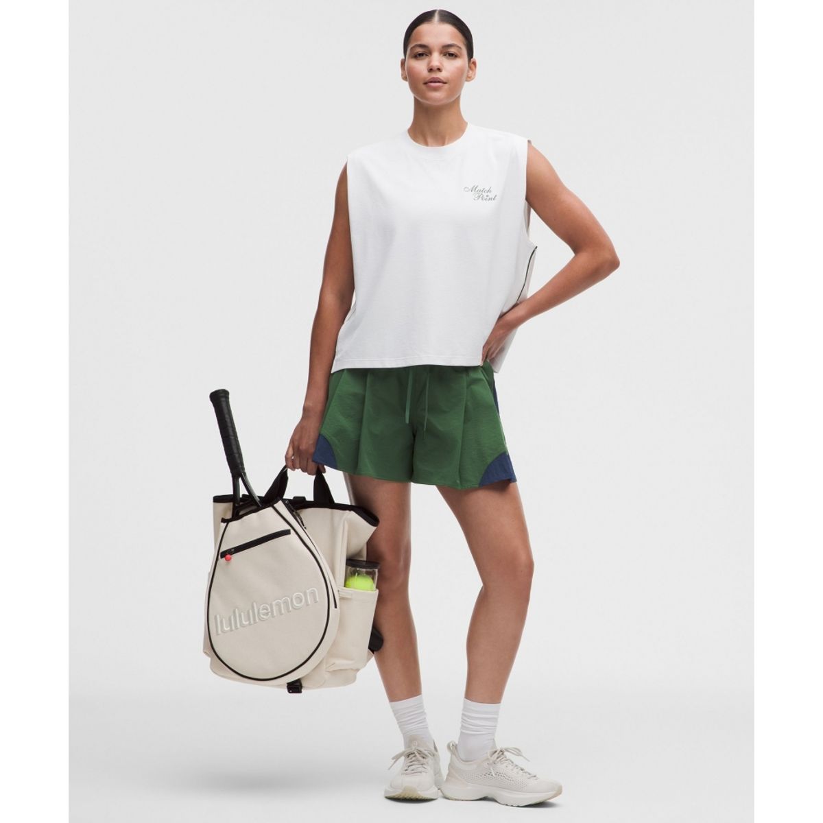 룰루레몬(LULULEMON) 릴랙스 핏 머슬 탱크탑 *테니스 그래픽  WHT IVYG