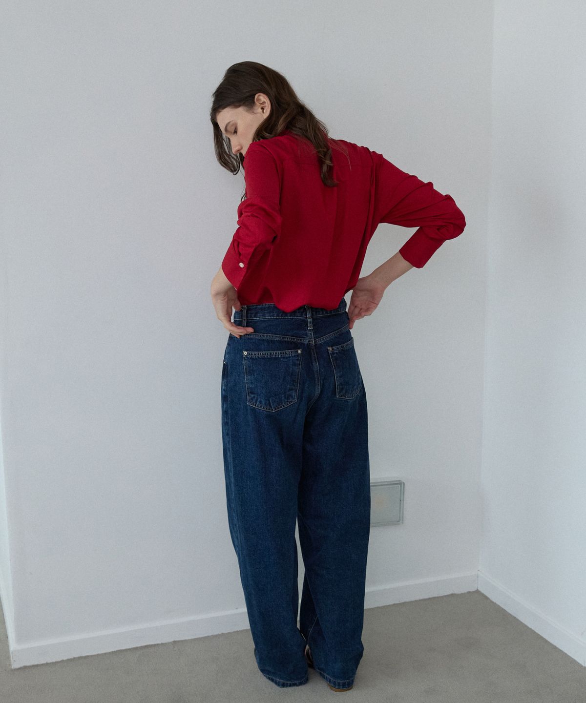 위오이(WIOE) Double Pocket Shirt_Red
