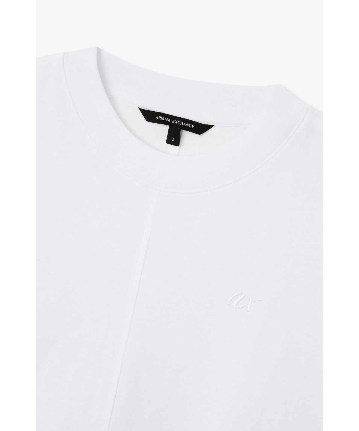 아르마니 익스체인지(ARMANI EXCHANGE) 여성 백 패치 라운드 헴 티셔츠 _화이트 A426330510