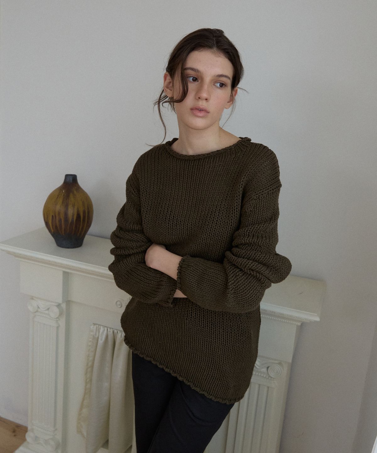위오이(WIOE) Essential Cotton Pullover_Khaki