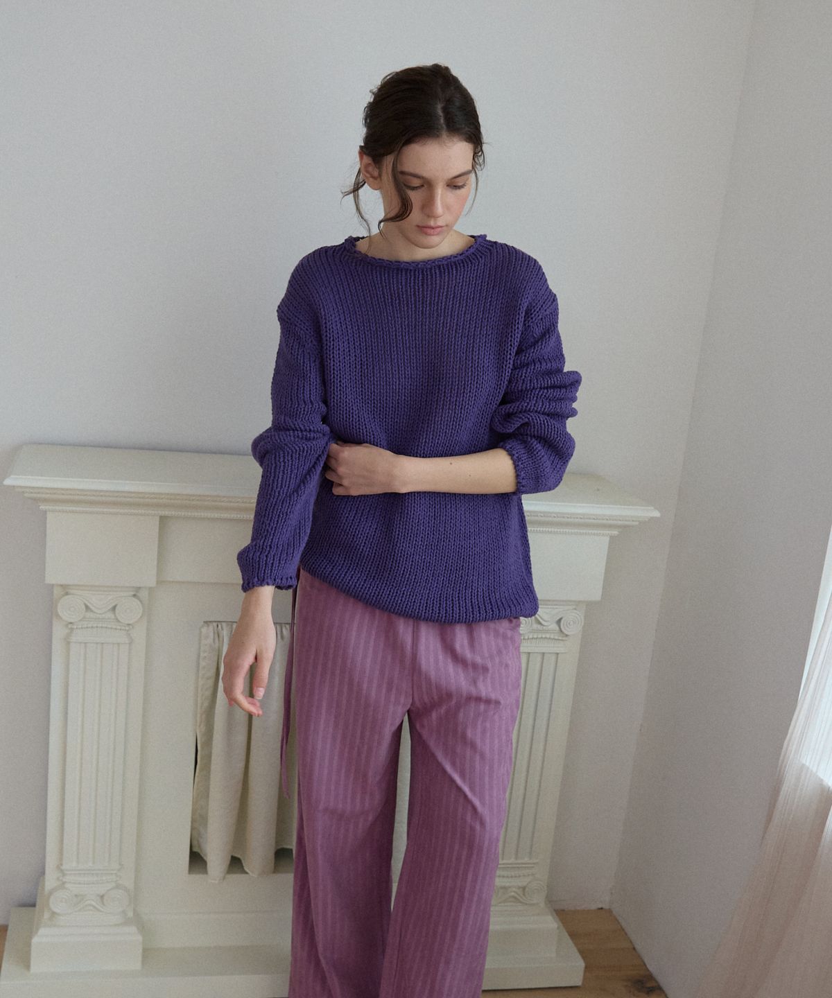 위오이(WIOE) Essential Cotton Pullover_Purple