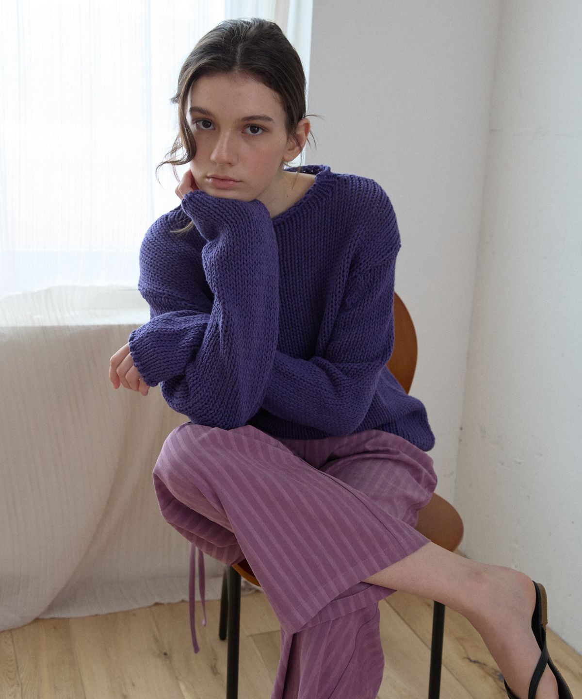 위오이(WIOE) Essential Cotton Pullover_Purple