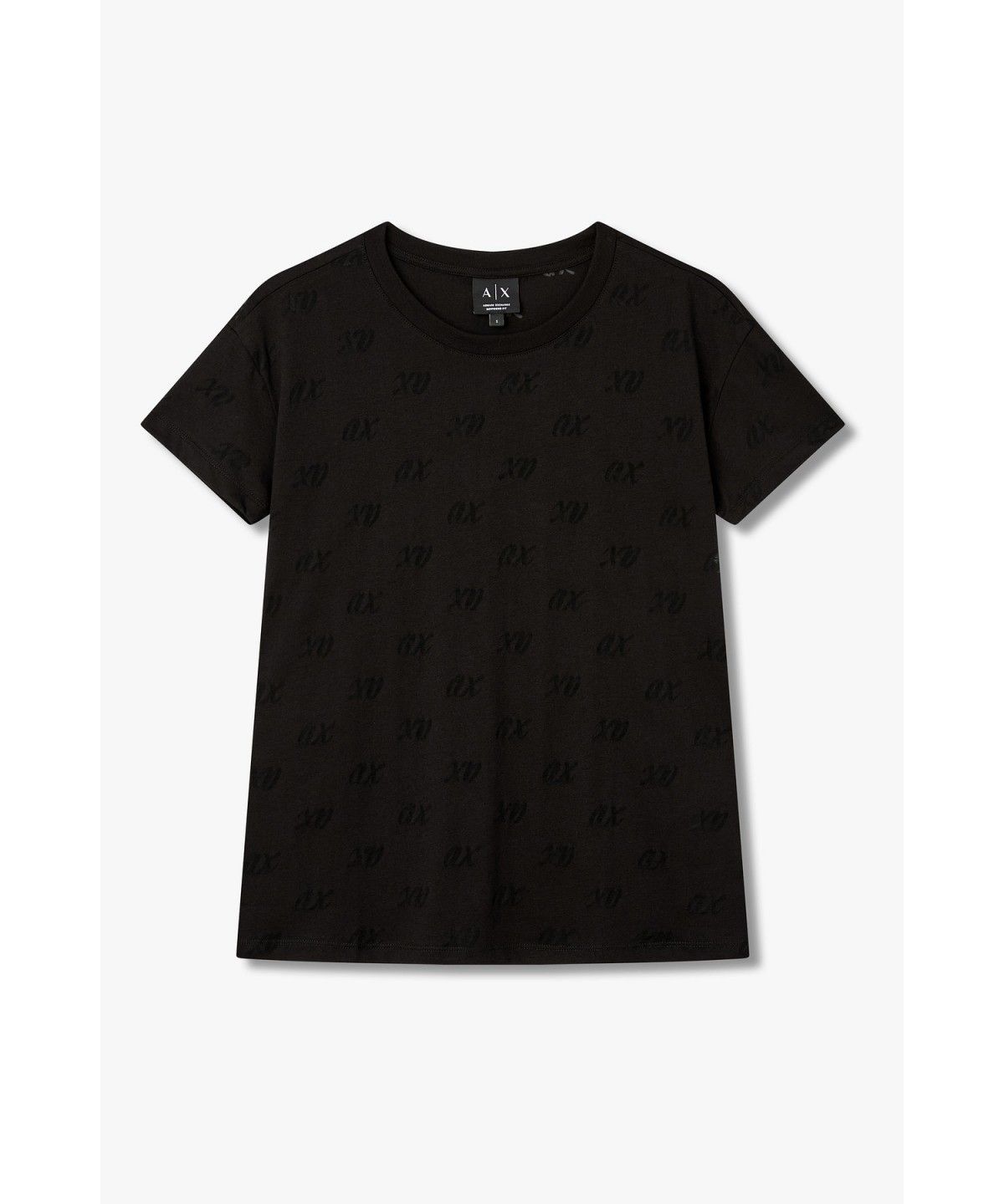 아르마니 익스체인지(ARMANI EXCHANGE) 여성 시스루 톤온톤 로고 티셔츠 _블랙 A426330509