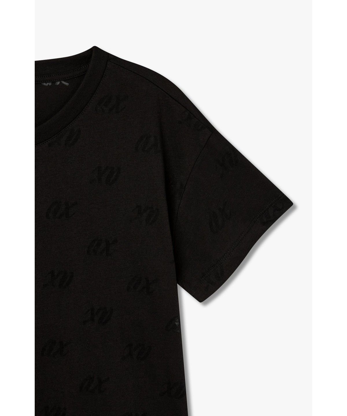 아르마니 익스체인지(ARMANI EXCHANGE) 여성 시스루 톤온톤 로고 티셔츠 _블랙 A426330509
