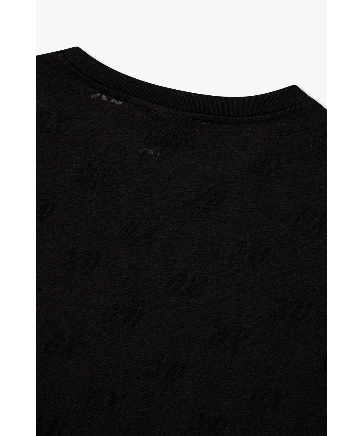 아르마니 익스체인지(ARMANI EXCHANGE) 여성 시스루 톤온톤 로고 티셔츠 _블랙 A426330509