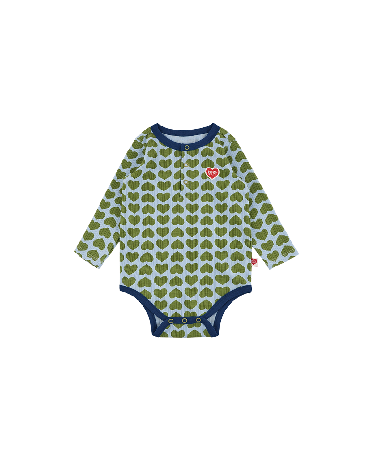 벨리타앤보이즈(BELITANBOYS) 그린 촘촘하트 긴팔바디수트 BB63BS01GN